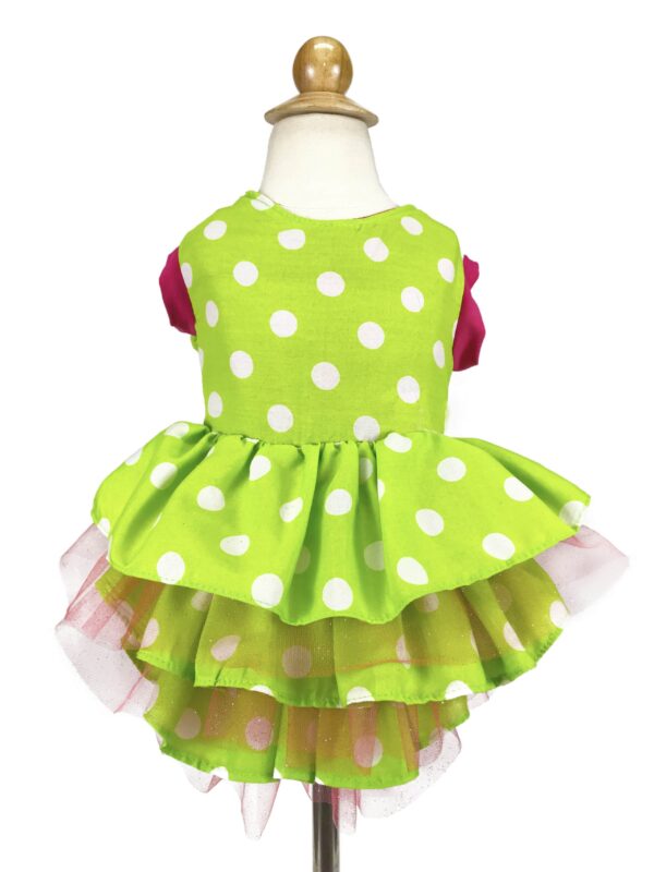 Green polka dog dress