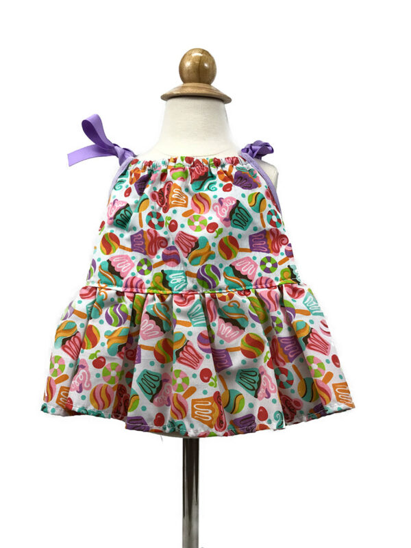 candy patterned dog sundress