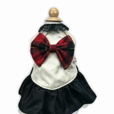 Dog Dress with red tartan bow