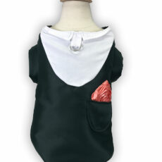 Dog tuxedo with pink handkerchief