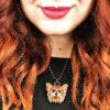 Close up women wearing yorkie necklace
