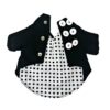 Black dog trench coat with polka dot inner lining